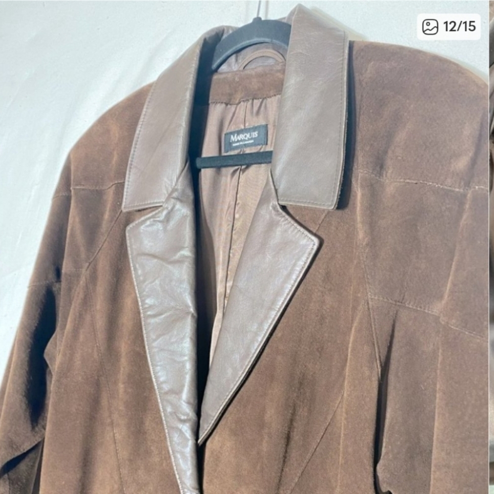 VINTAGE Marquis Brown 100% Suede Leather Jacket - Picture 12 of 16